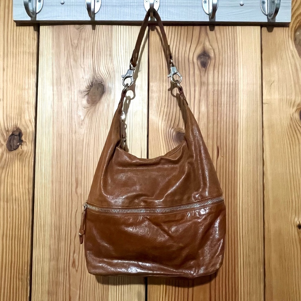 HOBO The Original Blaze Brown Leather Shoulder Bag Slouchy Hobo Paisley Lining